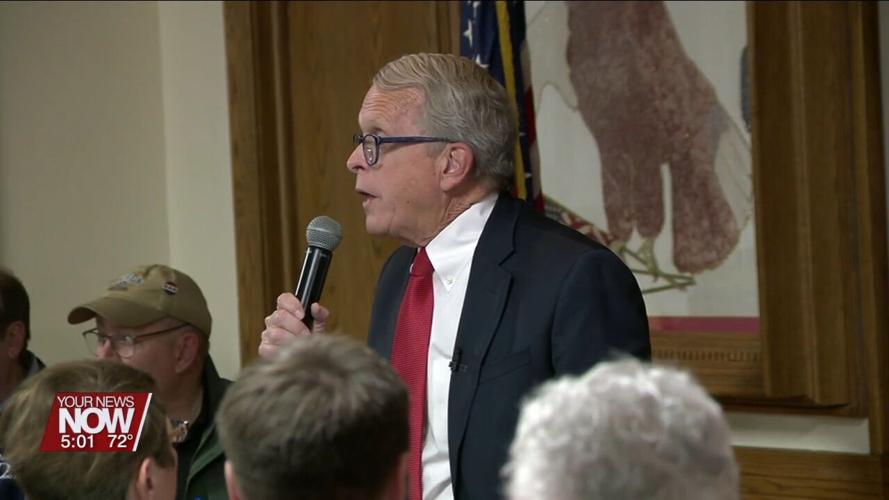 Governor Mike DeWine speaks to GOP supporters as Ohio Bus Tour makes its way Lima