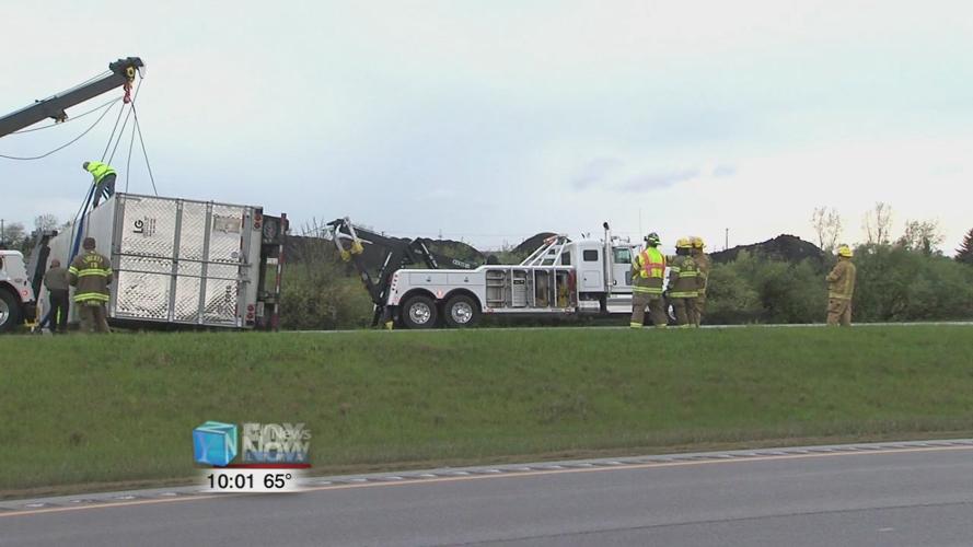 Semi flips over on Interstate 75