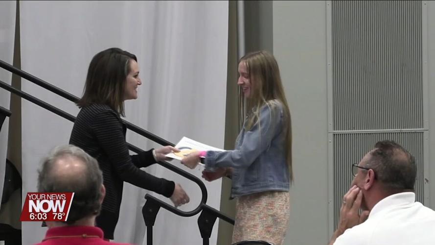 Bath Interact Club awarded patches for service hours during Lima Rotary Club meeting