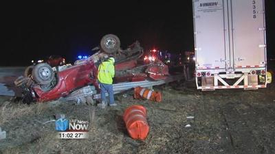 Semi crashes into parked construction truck on U.S. 30