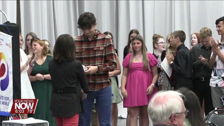 Bath Interact Club awarded patches for service hours during Lima Rotary Club meeting
