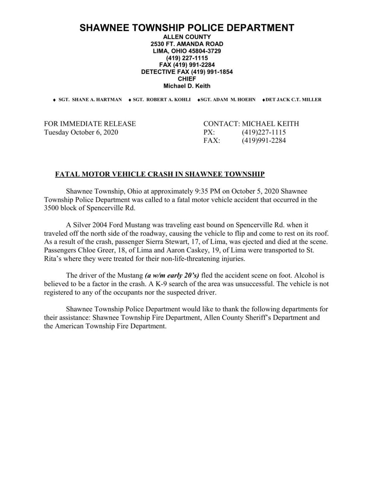 *Updated* Teen killed in accident on Spencerville Road News