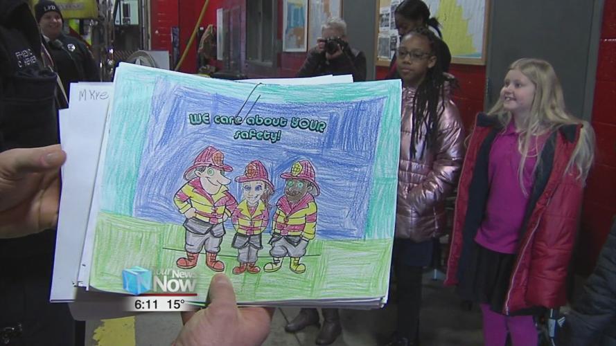 Lima Firefighters getting a little love from Lima City School children on Valentine's Day