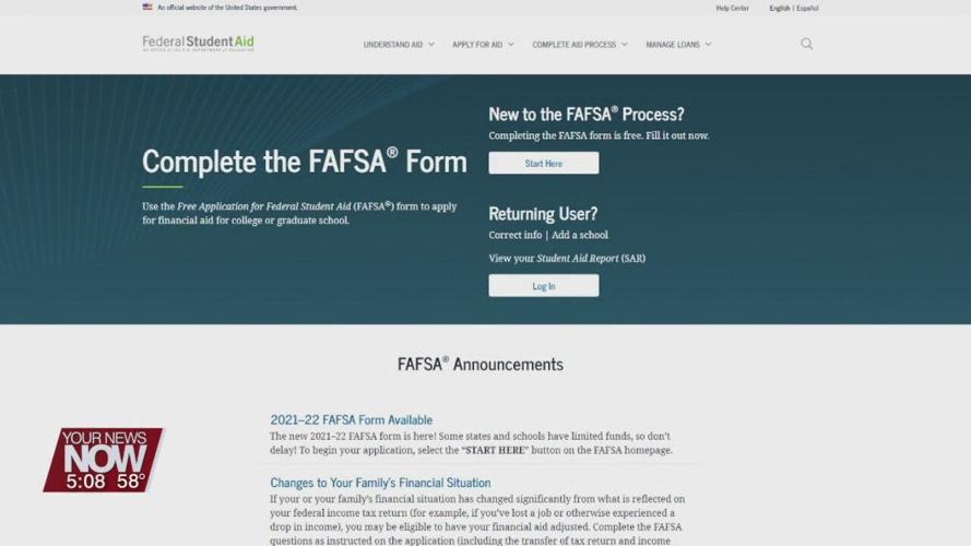 All college student families urged to apply for 2021-2022 FAFSA