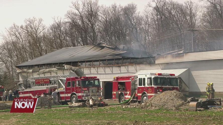 Multiple fire departments called to battle poultry barn fire outside of St. Marys