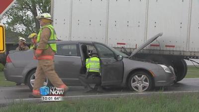 One transported to hospital after semi vs car crash