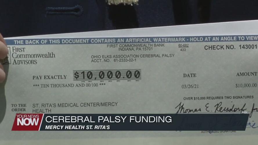 Lima Elks donates $10,000 towards cerebral palsy treatment