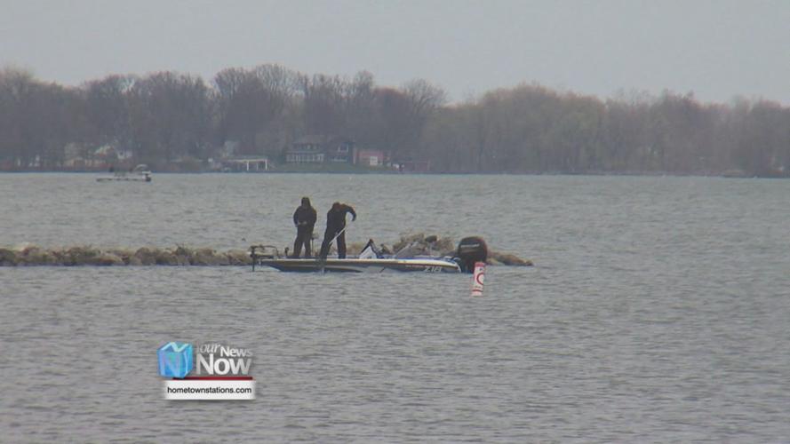 Fishermen practice social distancing at Indian Lake