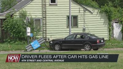 Driver flees on foot after car hits gas line in Lima