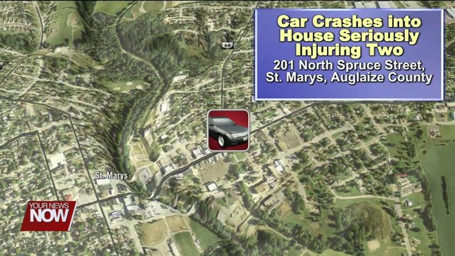 Two injured after car drives through St. Marys home