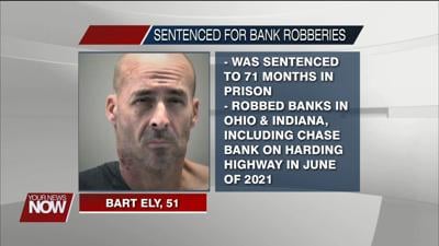 Ohio City man sentenced to 71 months for a string of bank robberies in Ohio and Indiana