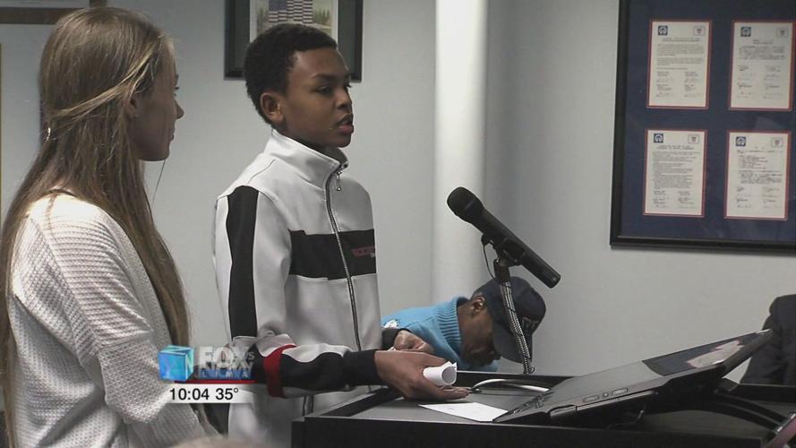 Eighth grade students present project to Lima City Council
