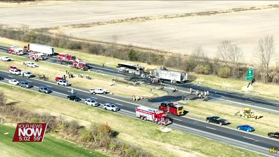 Charter bus carrying high school students involved in a multi-vehicle crash Tuesday morning on I-70