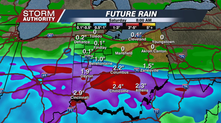 Ohio Forecast Rain Totals Through Friday Night