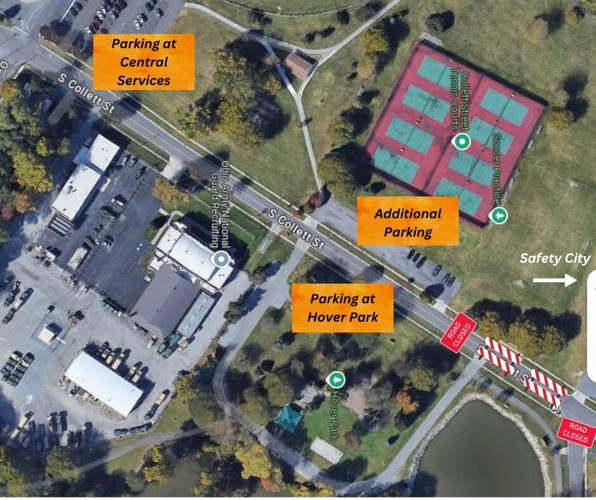 Parking map for 2024 Trunk and Treat at Safety City
