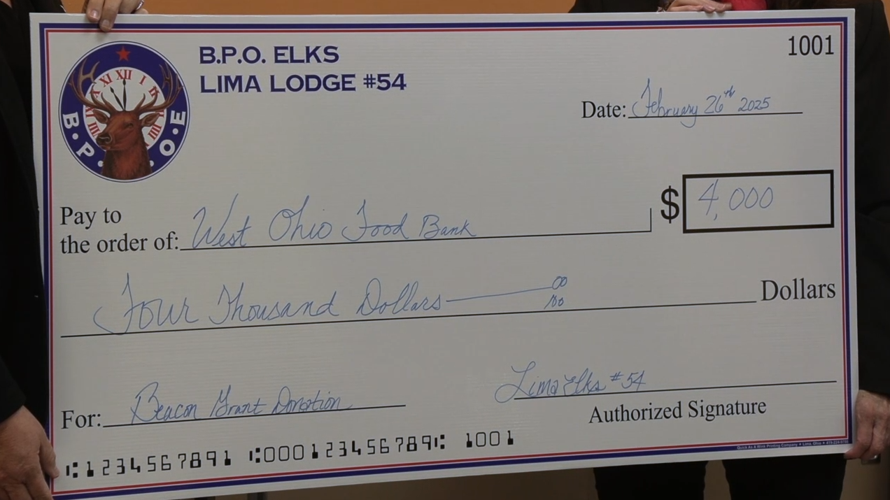 Lima Elks make donation to West Ohio Food Bank to help with local food insecurity