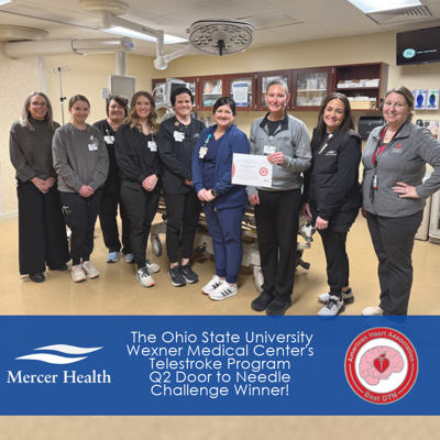 Mercer Health recognized by the Ohio State University Wexner Medical Center’s Telestroke Program for DTN Time