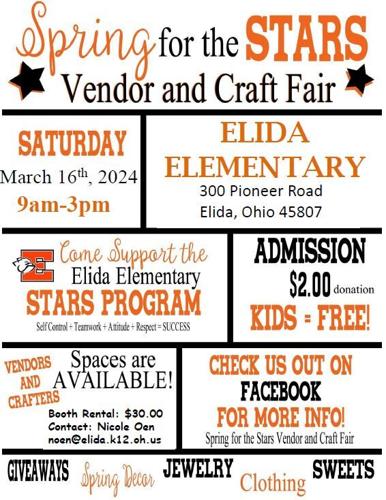 Elida Elementary to Host Vendor & Craft Fair Poster