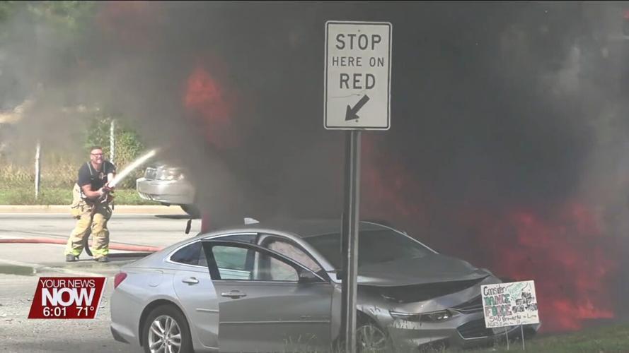 Pursuit down Elida Road ends at Cole Street after vehicle crashes and catches fire