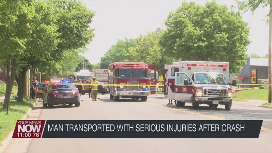 Man goes through windshield after Car versus Pedestrian accident in Lima
