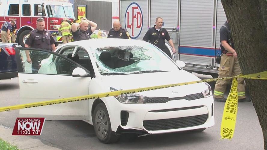 Man goes through windshield after Car versus Pedestrian accident in Lima