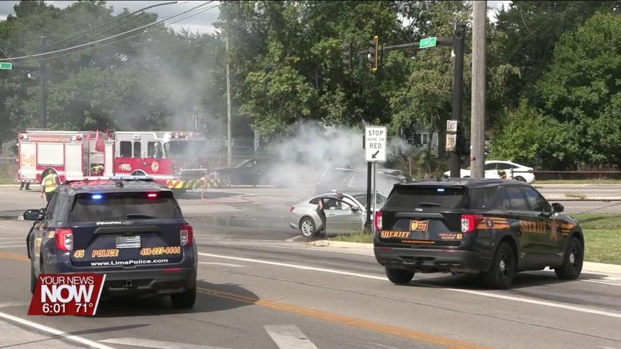 Pursuit down Elida Road ends at Cole Street after vehicle crashes and catches fire