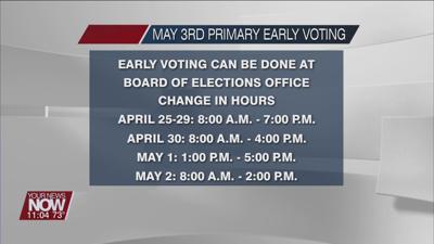 More hours for early voting for May 3rd Primary starting April 25th