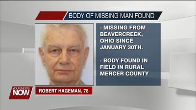 Mercer County Sheriff confirms body found in field is that of missing Beavercreek man