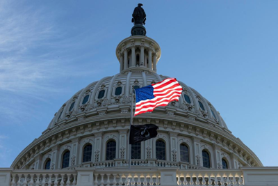 American flag flies over US Capitol