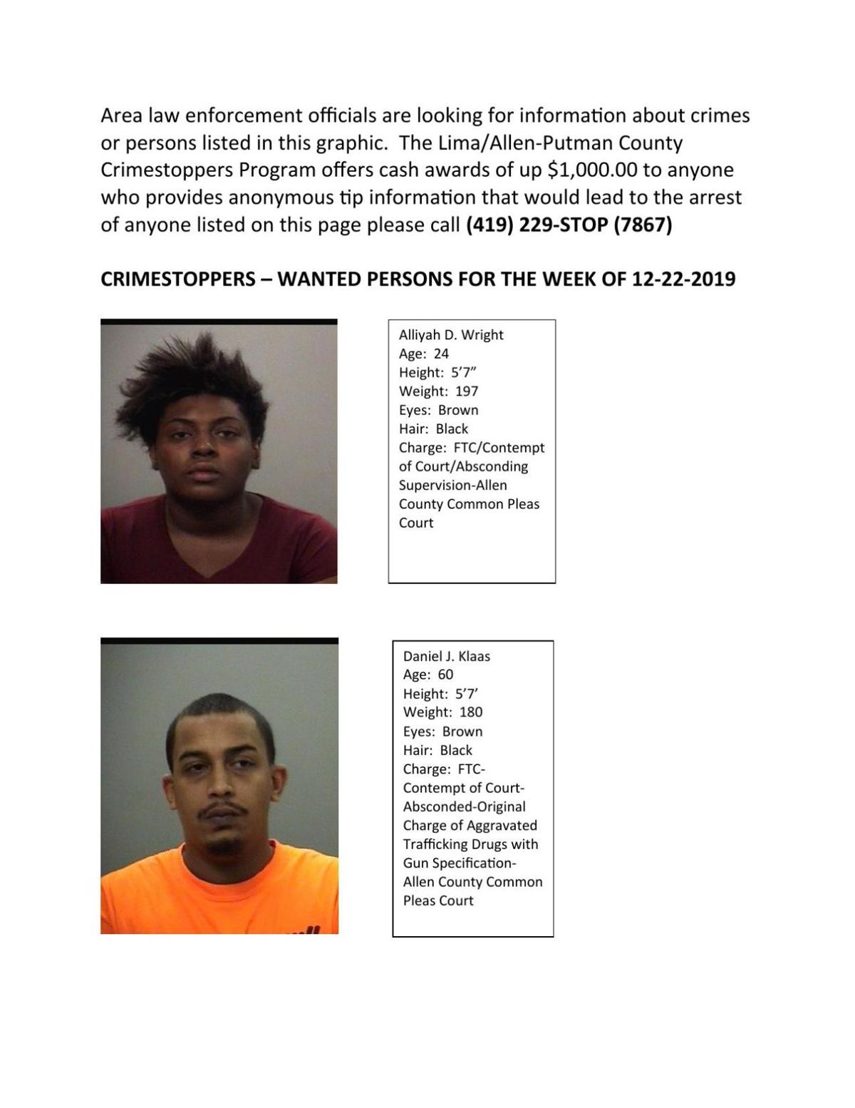Crimestoppers Wanted List For The Week Of 12 22 19 News Hometownstations Com