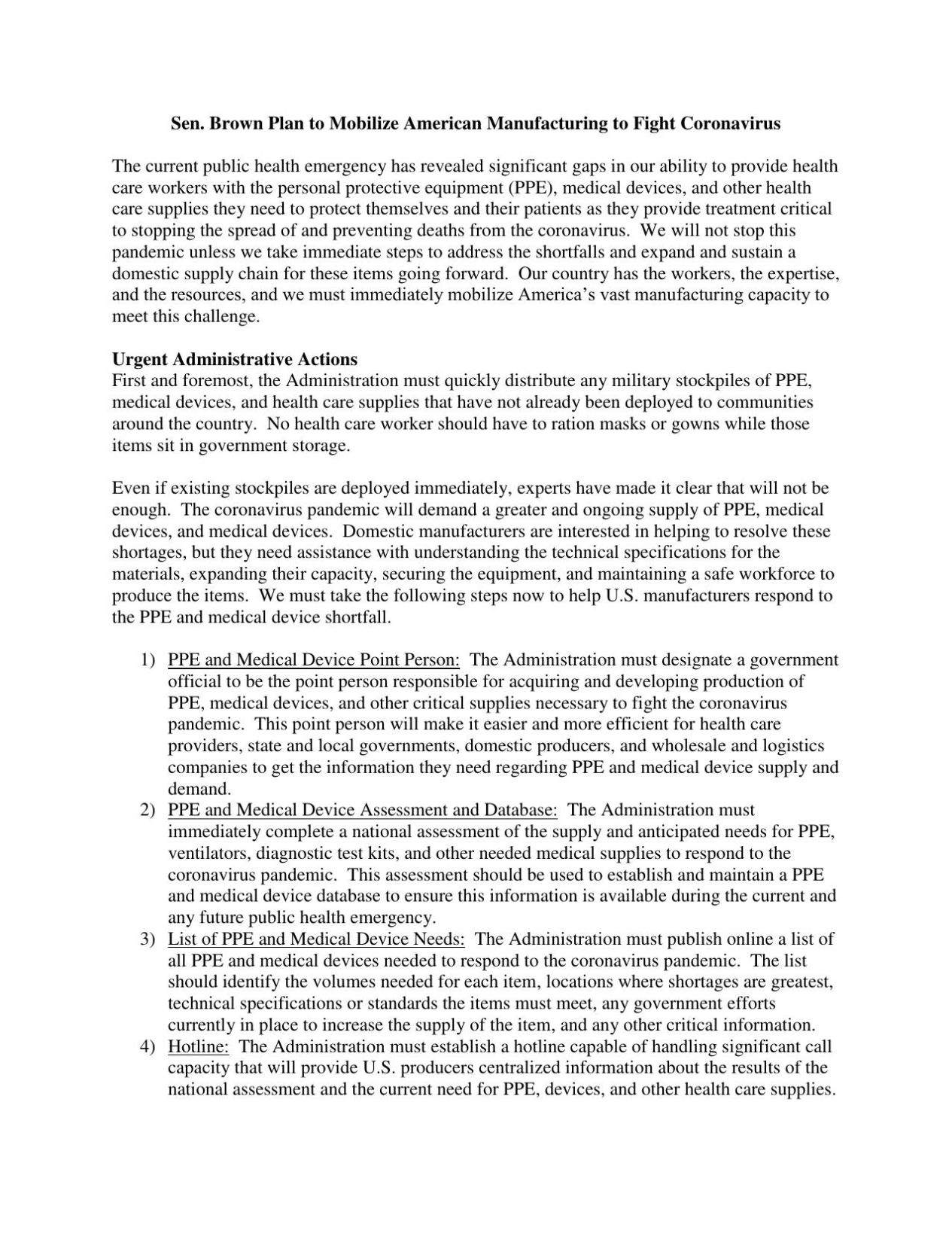 SenBrownPPEMedicalDeviceShortfallPlanMar192020.pdf