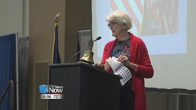 The Flag Lady speaks to Lima Rotarians