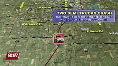 Diesel fuel leak shuts down I-75 in Cridersville after a crash involving two semis