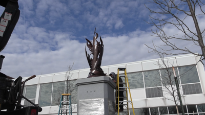 Veterans Memorial grove nears completion with installation of symbolic flame