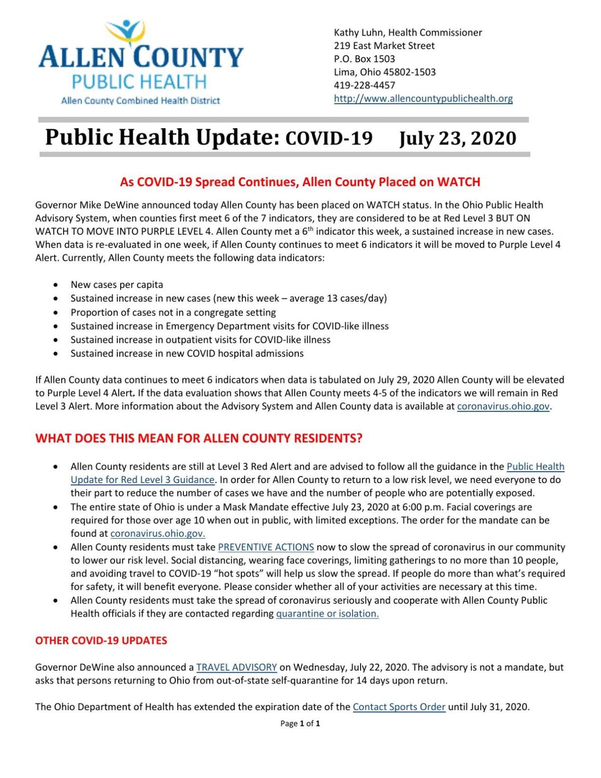 36 New Covid 19 Cases Reported In Allen County