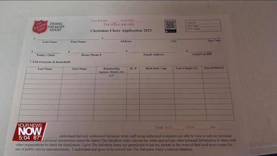 Sign-ups are underway for Christmas assistance from the Lima Salvation Army