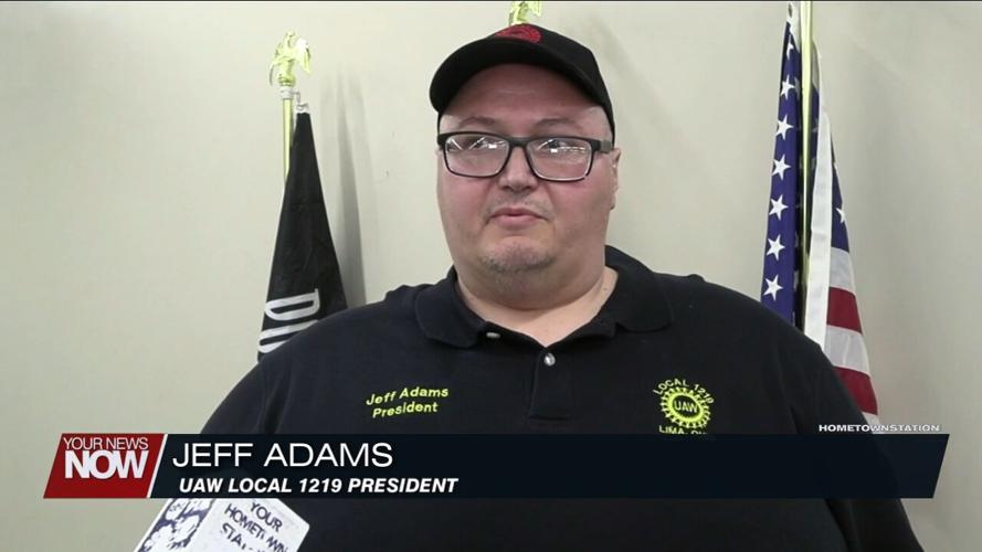 Lima UAW and AFL-CIO members hold a news conference speaking out against Bernie Moreno