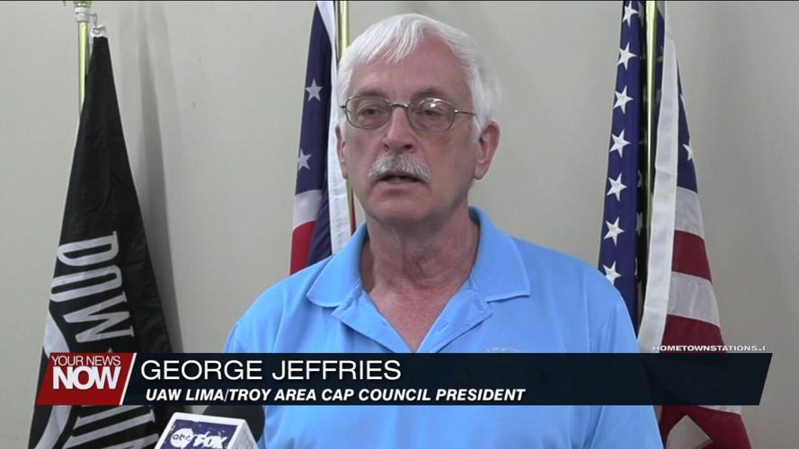 Lima UAW and AFL-CIO members hold a news conference speaking out against Bernie Moreno