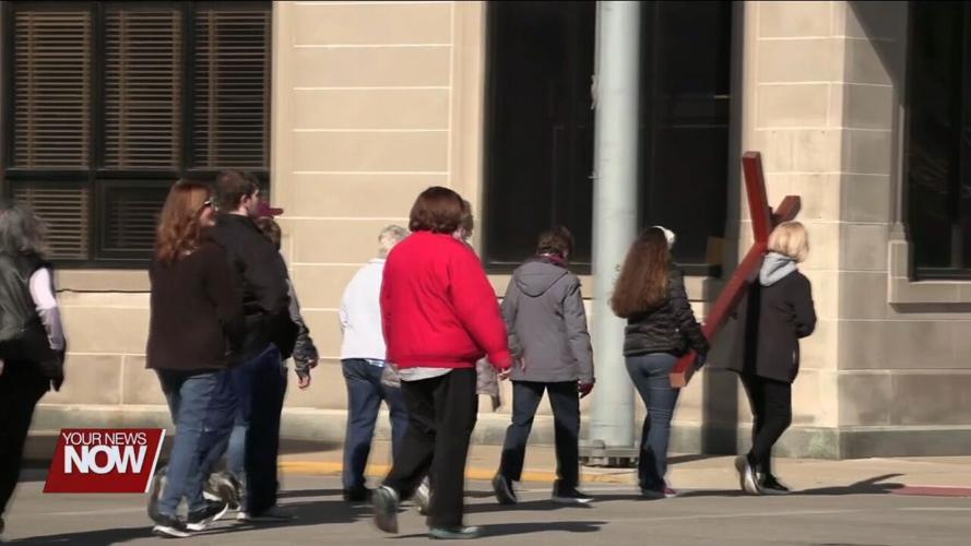 Leipsic Methodist hold cross walk through the village on Good Friday