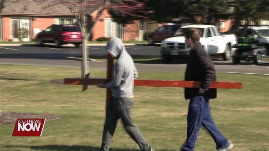 Leipsic Methodist hold cross walk through the village on Good Friday