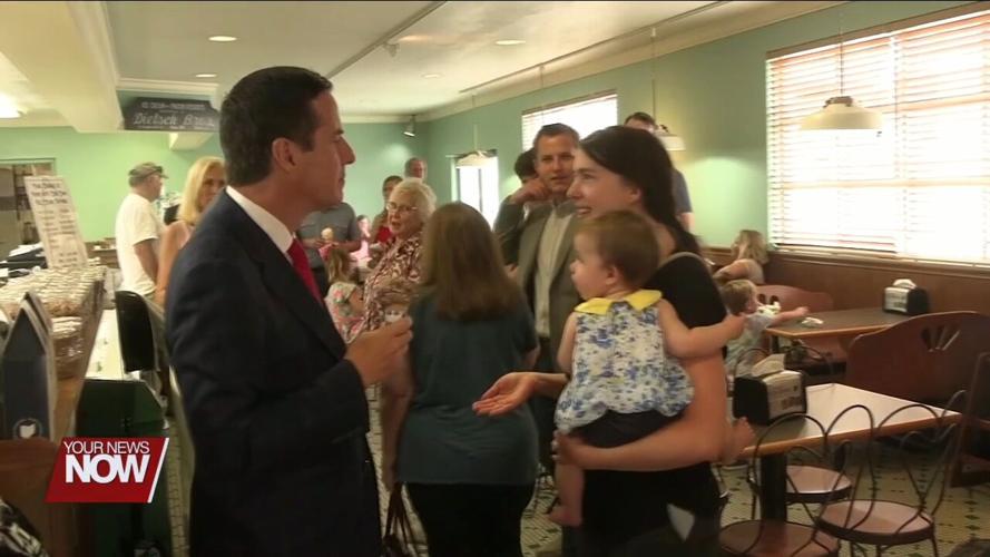 Ohio Republican Candidate Bernie Moreno stops by Findlay to meet with potential voters at Dietsch's Ice Cream