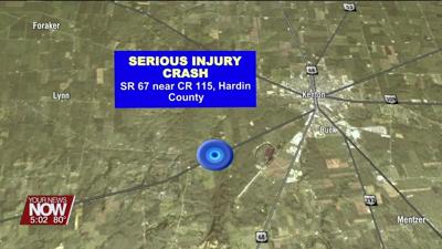 Single-vehicle accident on State Route 67 in Hardin County seriously injures a Lima man
