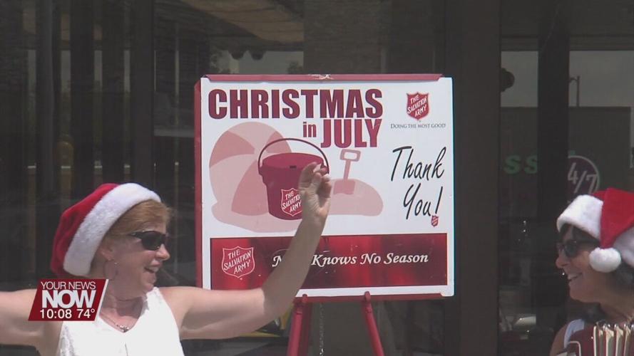 Forget "bell ringing"--this duo put on a show for the Salvation Army's Christmas in July