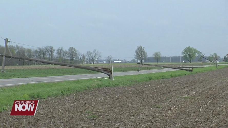 Tuesday storm topples semi and downs power poles causing scattered outages