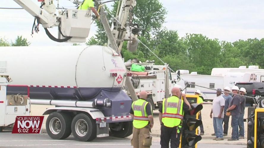 Kiracofe and Greenlawn intersection closed after Tanker versus pole accident Wednesday
