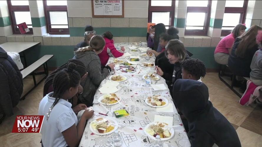 Sparty Friends at Lima City Schools gather together for Thanksgiving meal