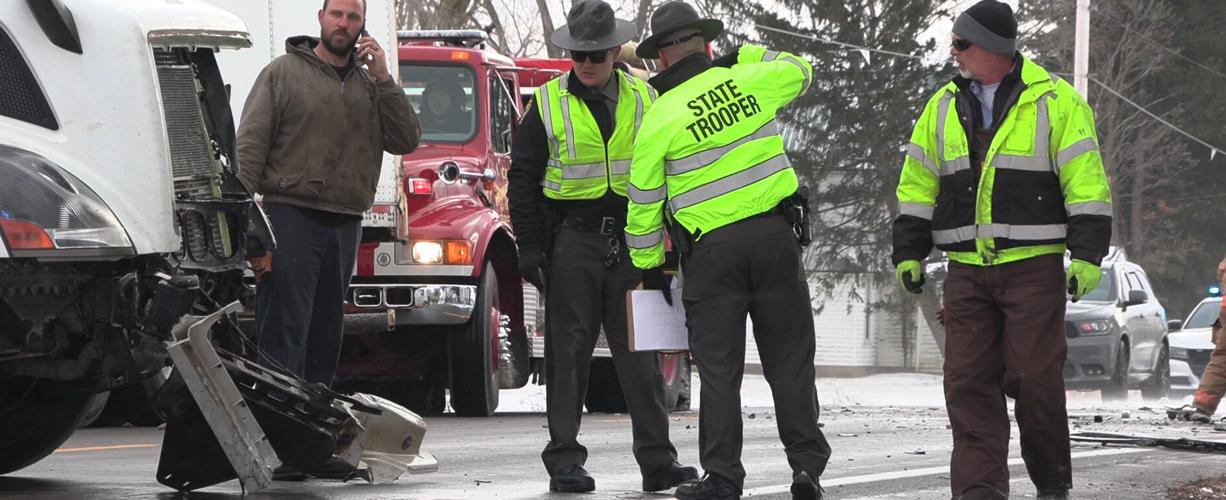 Two transported to hospital after semi strikes SUV on State Route 65