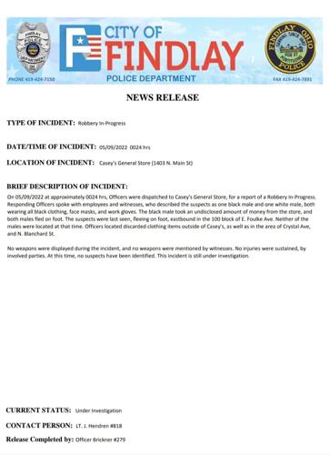 5-9-22 Casey's General Store Robbery Press Release