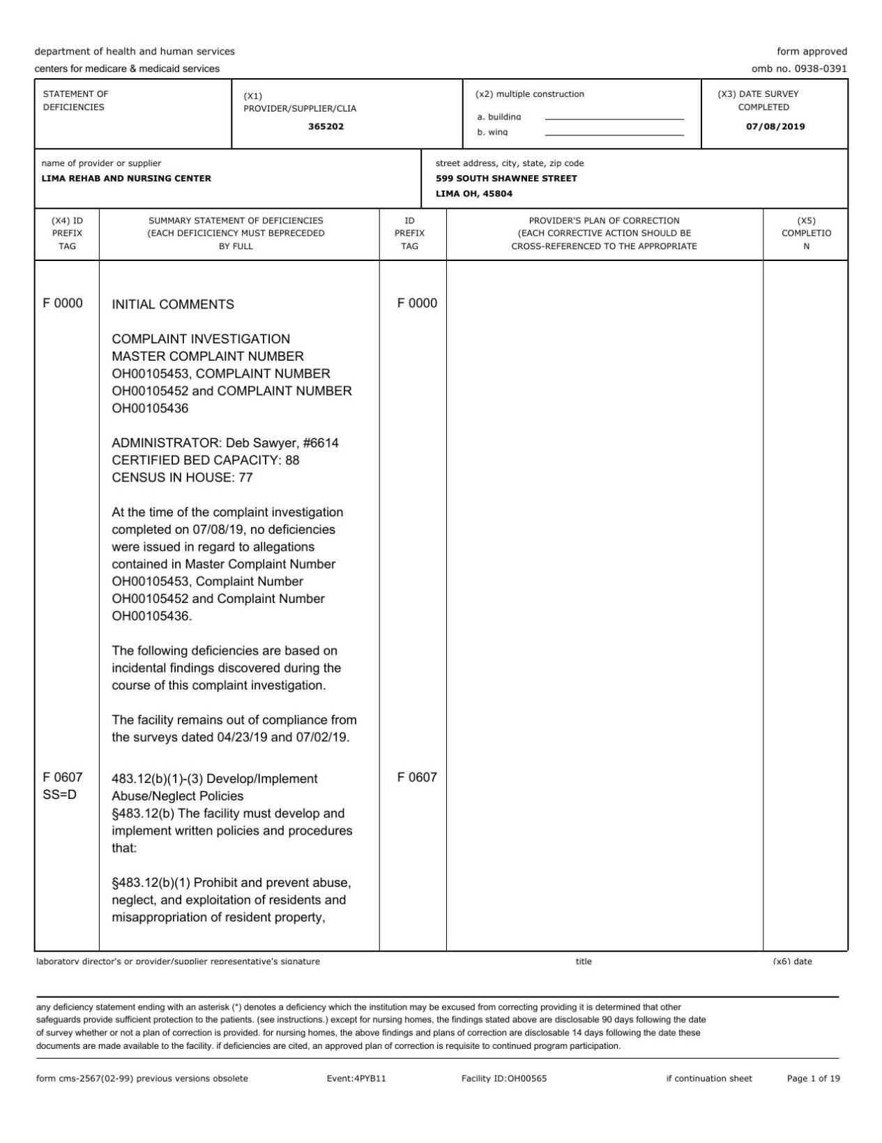 Lima Rehab and Nursing Center Ohio Department of Health.pdf