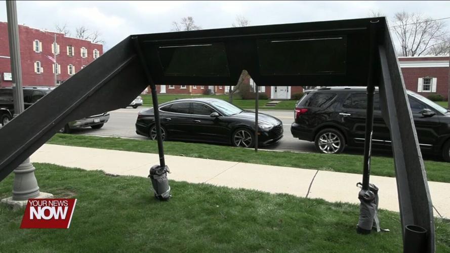 Giant eclipse glasses built for Monday's viewing party at the University of Findlay